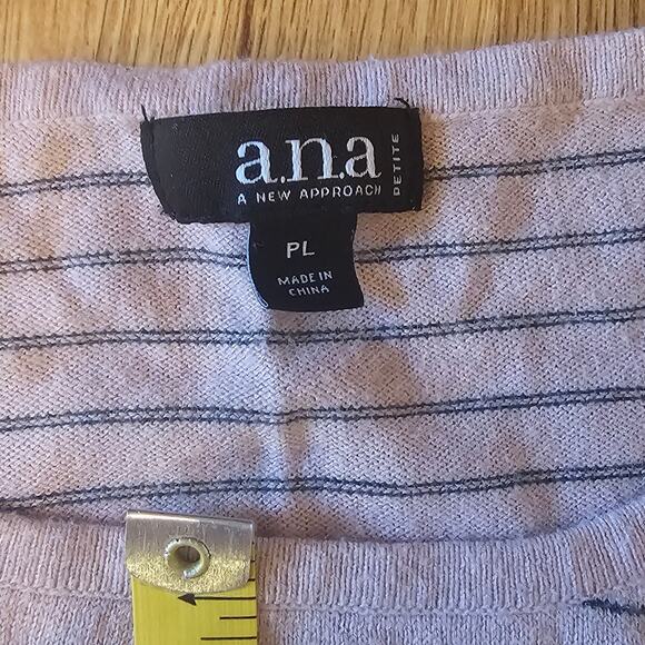A.N.A Petites Pink and Blue Stripe Merino Wool Ruffle Sweater Size PL - Picture 8 of 8